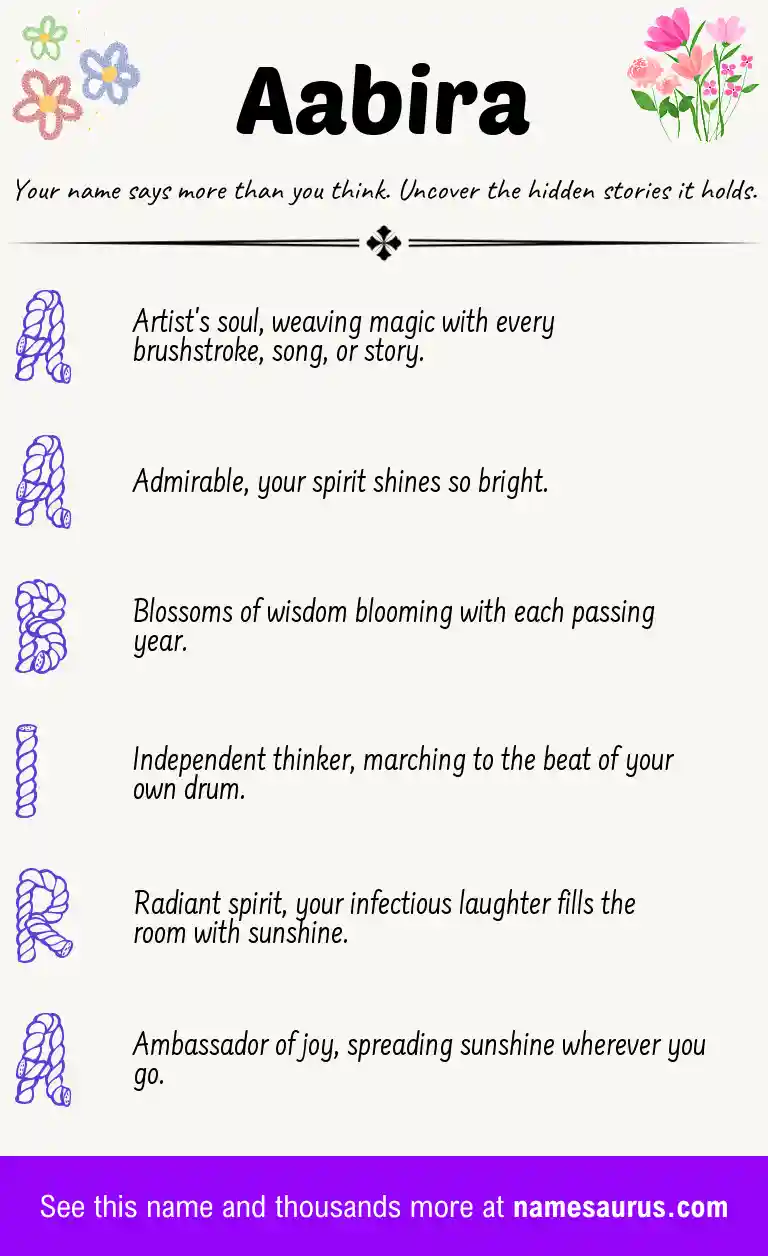 Acrostic poem about Aabira.