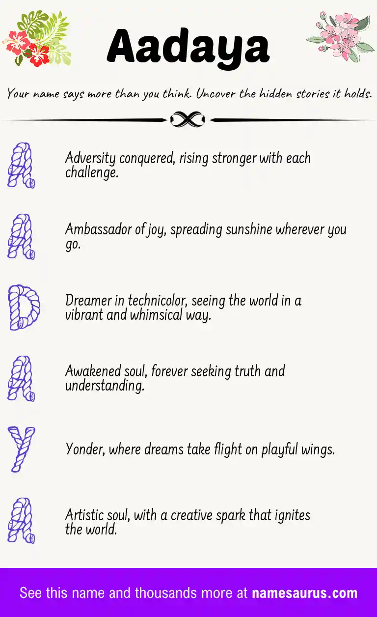 Acrostic poem about Aadaya.