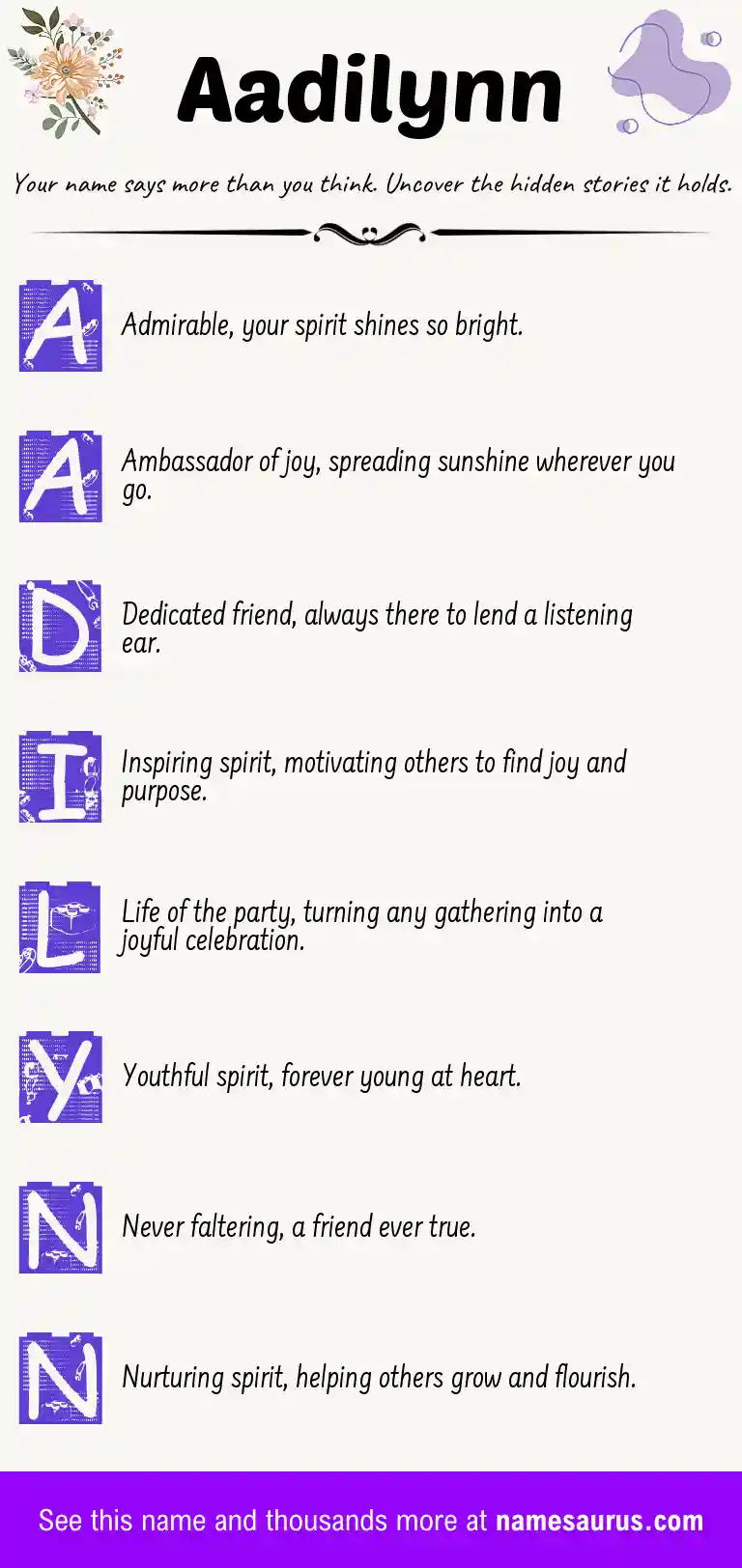 Acrostic poem about Aadilynn.