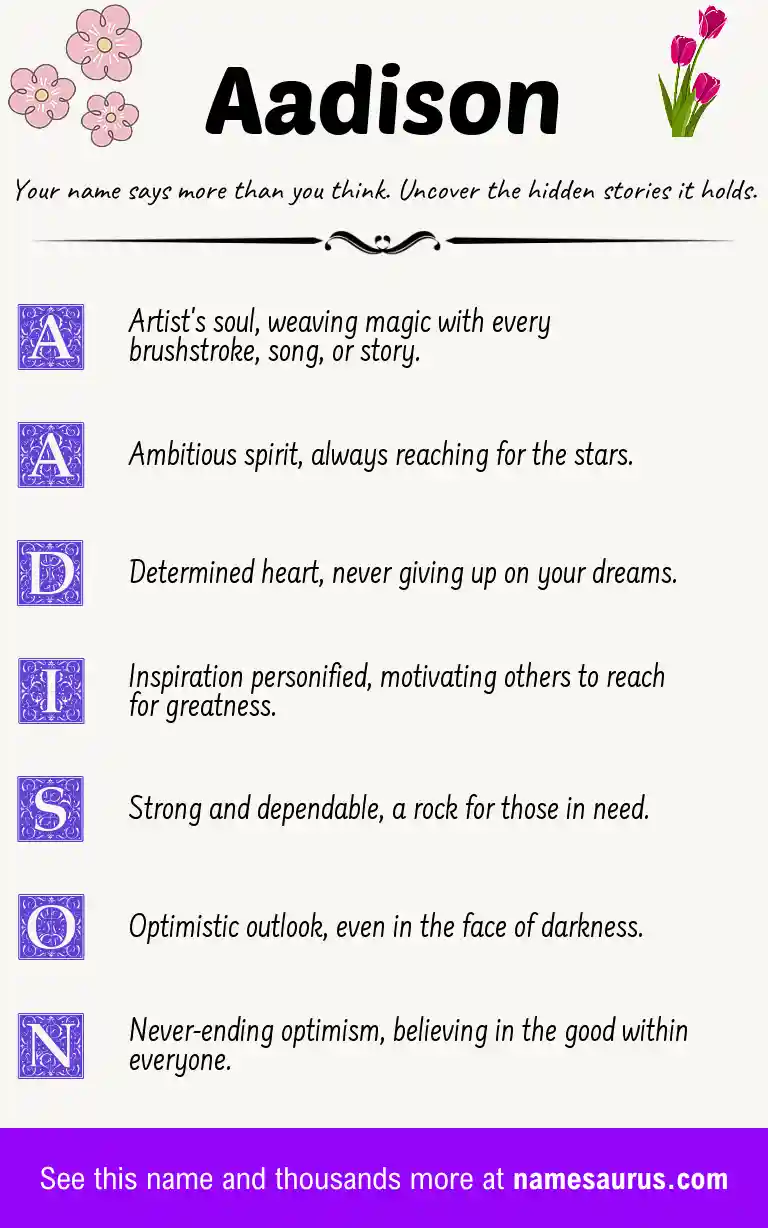 Acrostic poem about Aadison.
