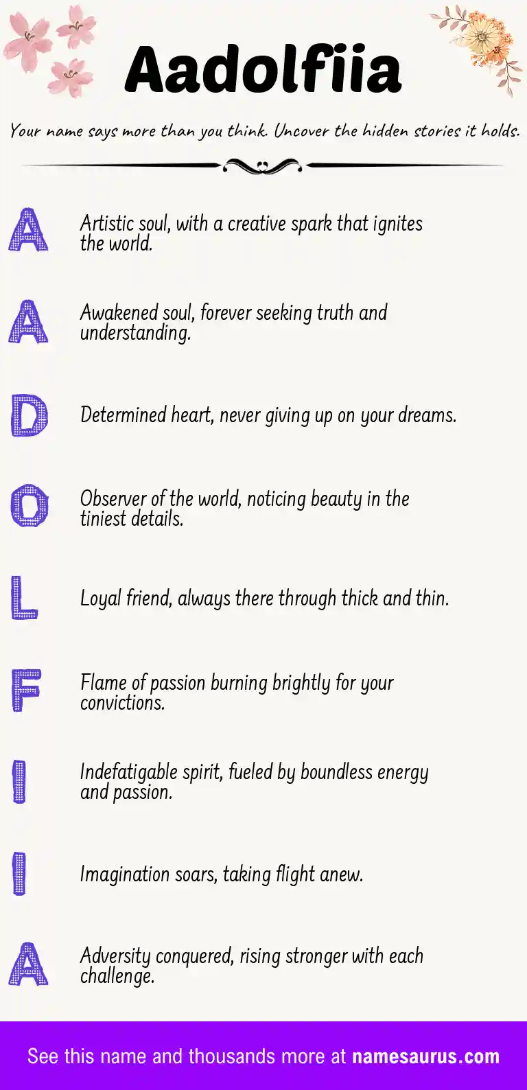 Acrostic poem about Aadolfiia.