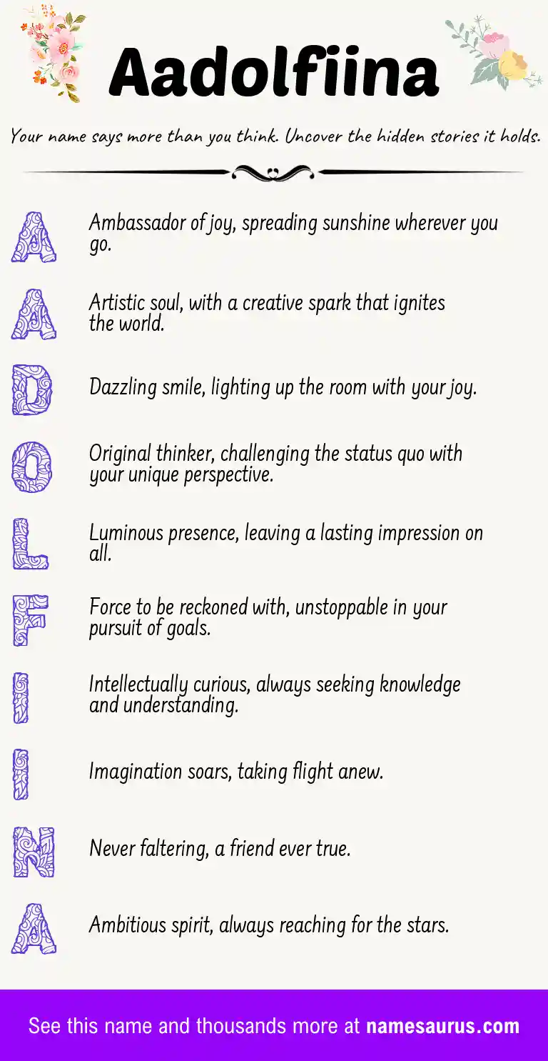 Acrostic poem about Aadolfiina.
