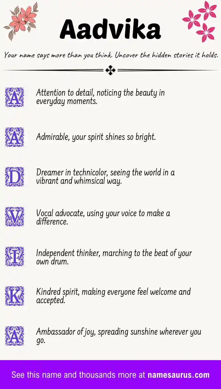 Acrostic poem about Aadvika.