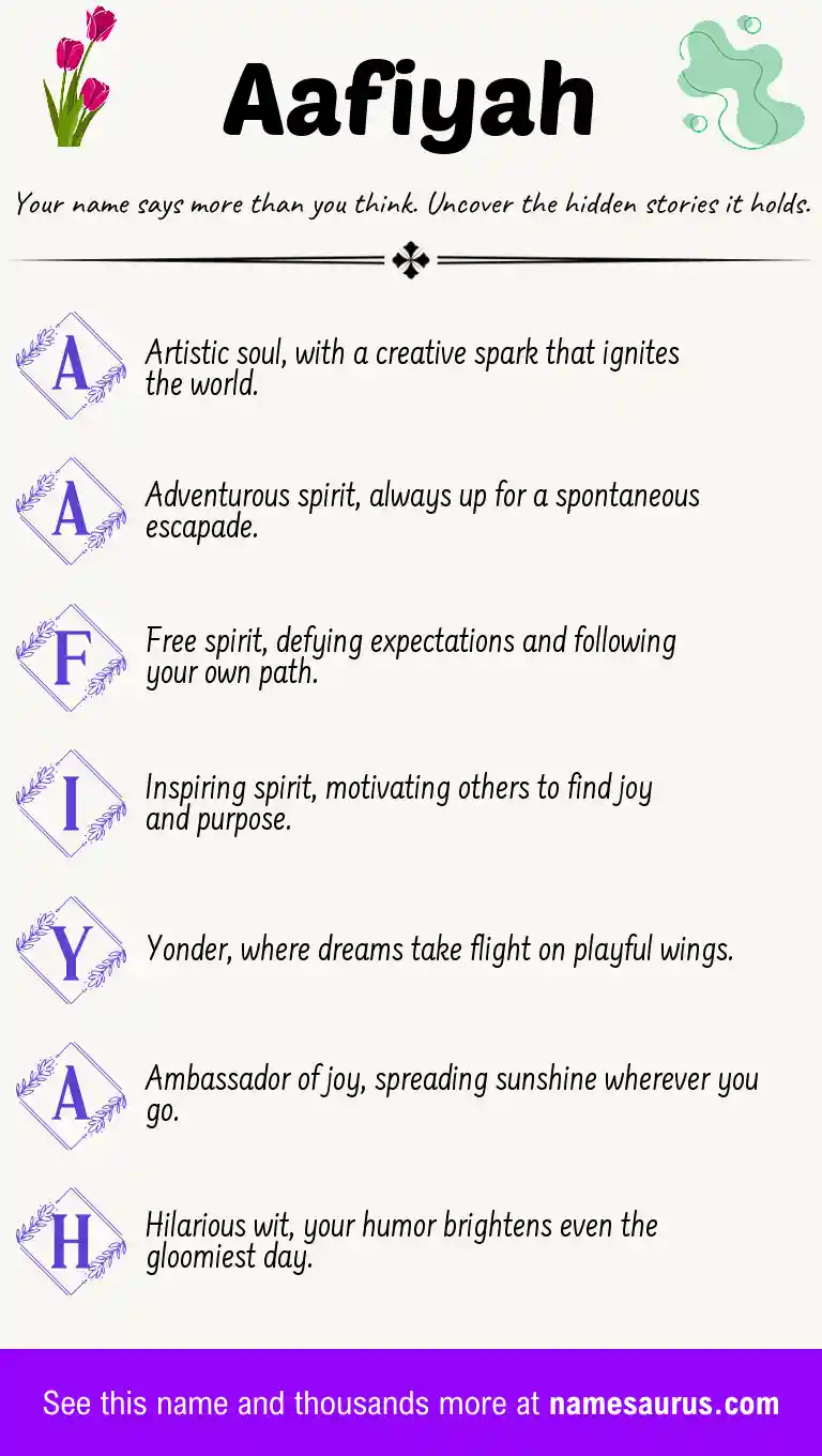 Acrostic poem about Aafiyah.