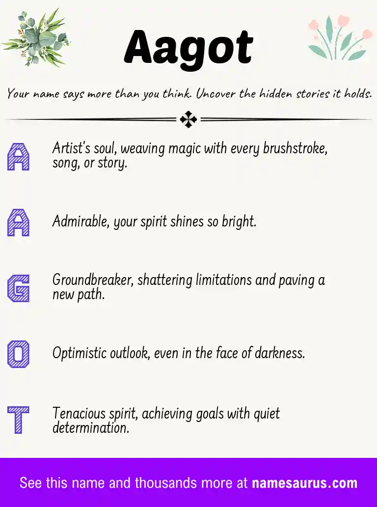 Acrostic poem about Aagot.