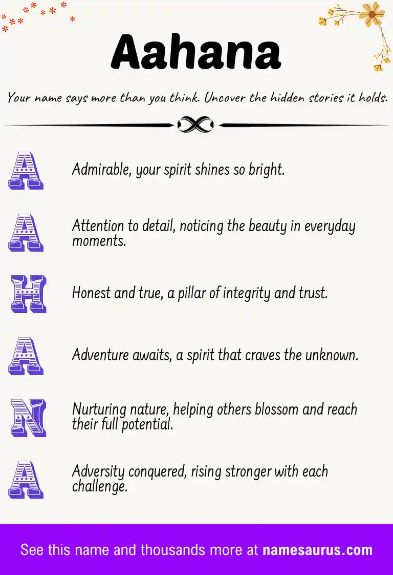 Acrostic poem about Aahana.