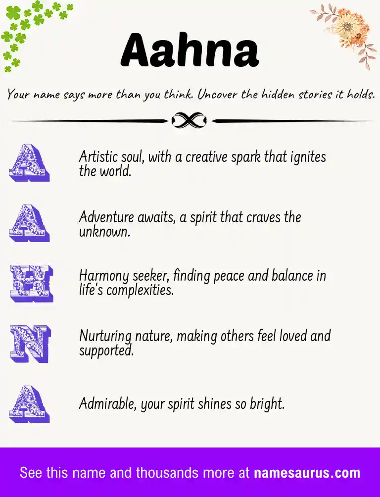 Acrostic poem about Aahna.