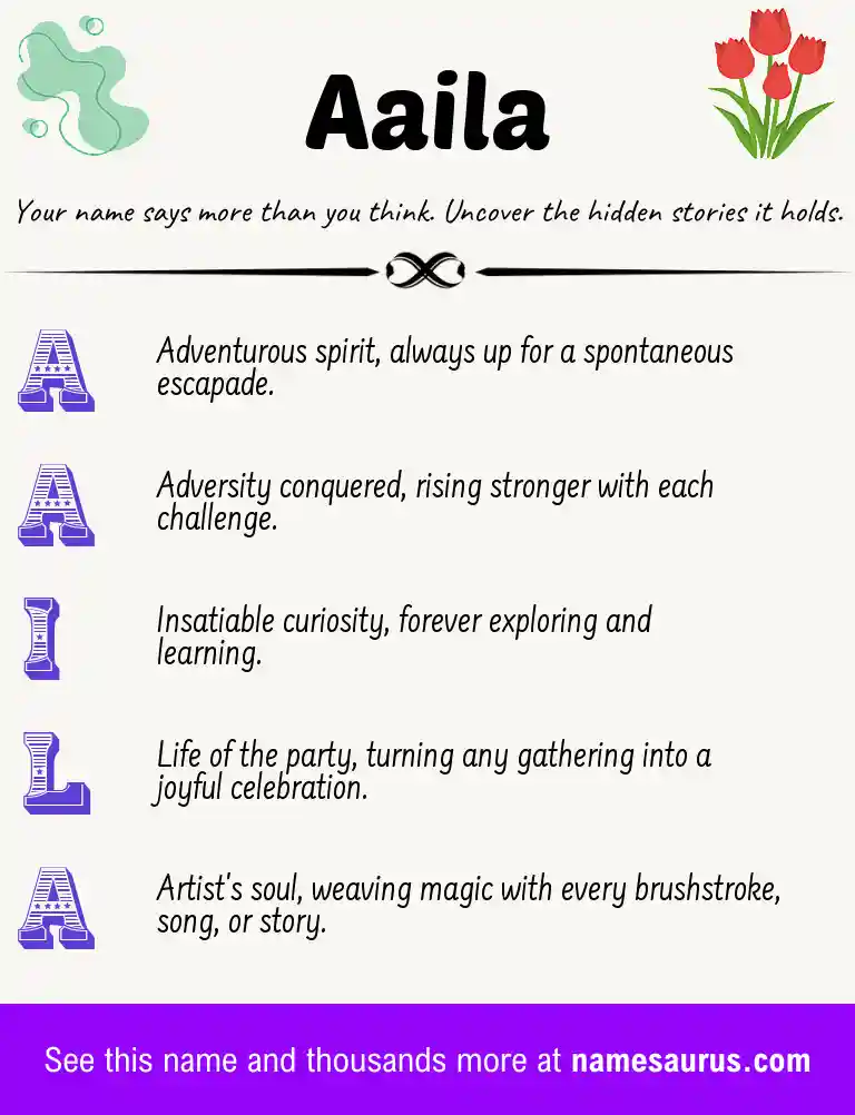 Acrostic poem about Aaila.