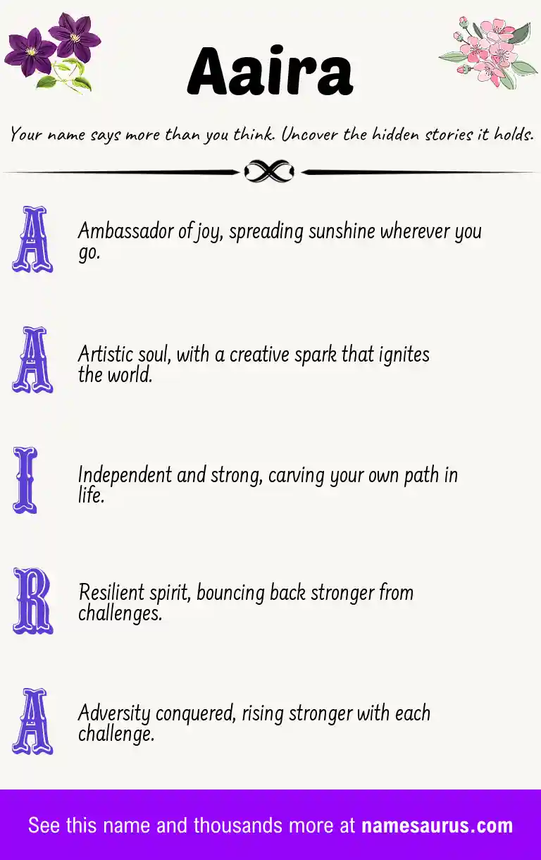 Acrostic poem about Aaira.