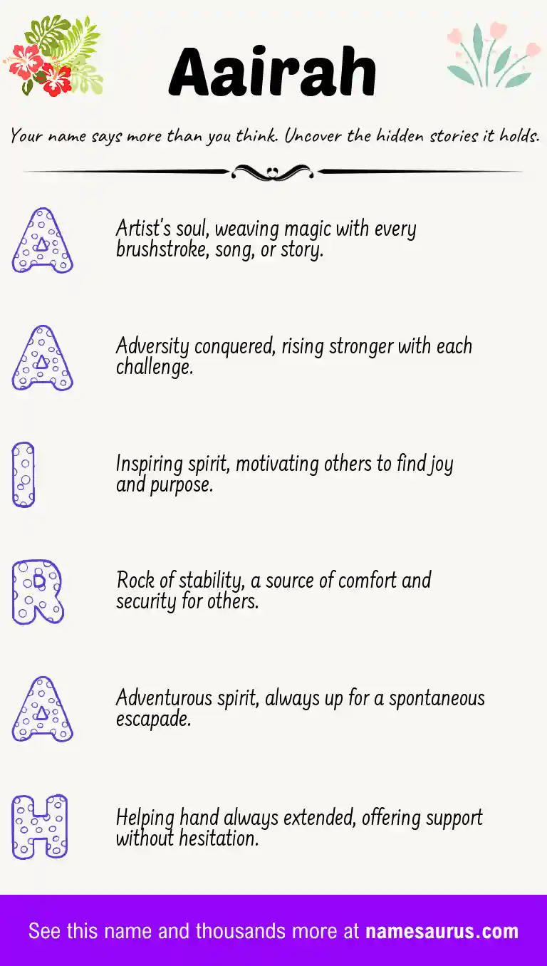 Acrostic poem about Aairah.