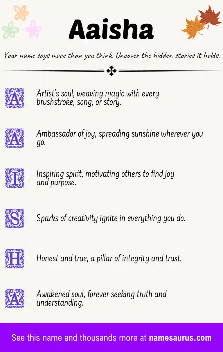 Acrostic poem about Aaisha.