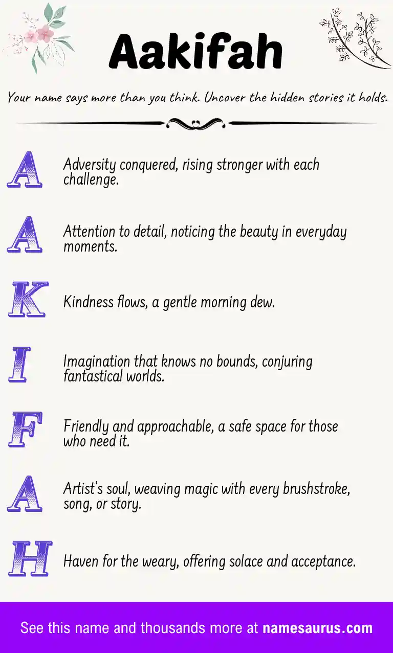 Acrostic poem about Aakifah.