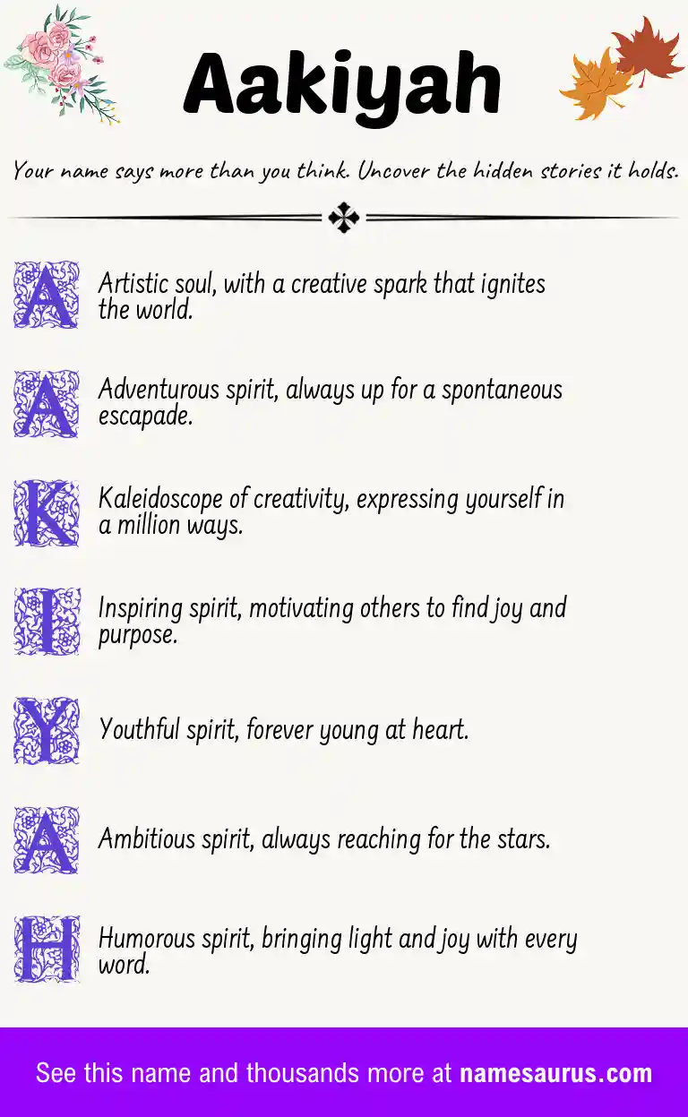 Acrostic poem about Aakiyah.