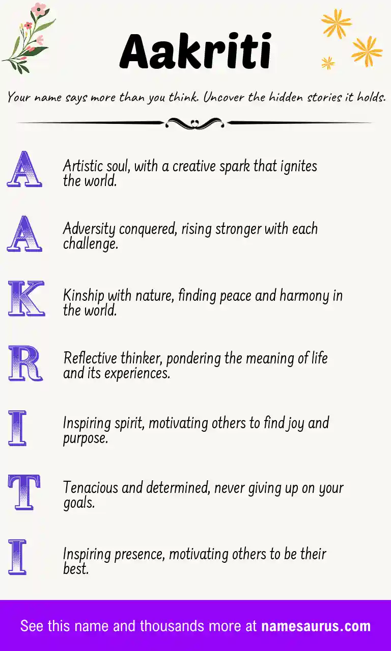 Acrostic poem about Aakriti.
