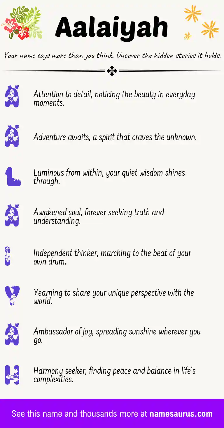Acrostic poem about Aalaiyah.