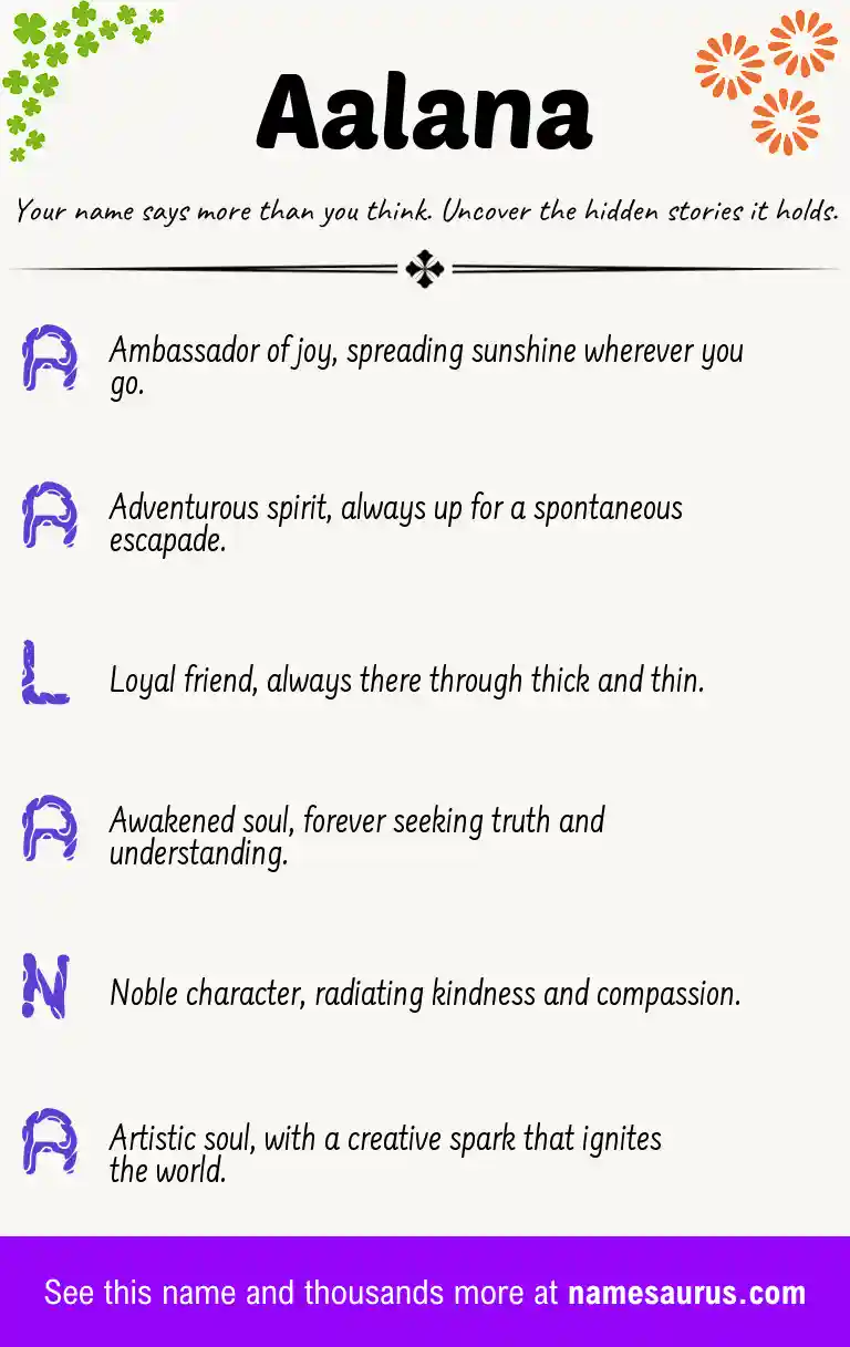 Acrostic poem about Aalana.