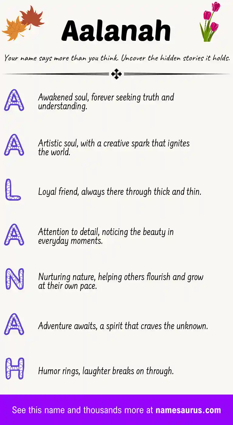 Acrostic poem about Aalanah.