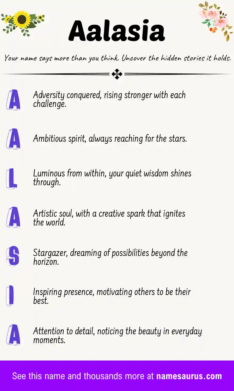 Acrostic poem about Aalasia.