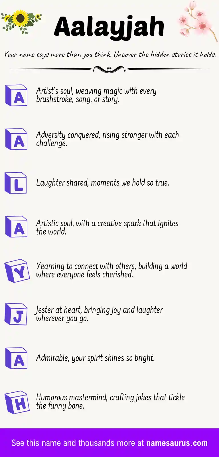 Acrostic poem about Aalayjah.