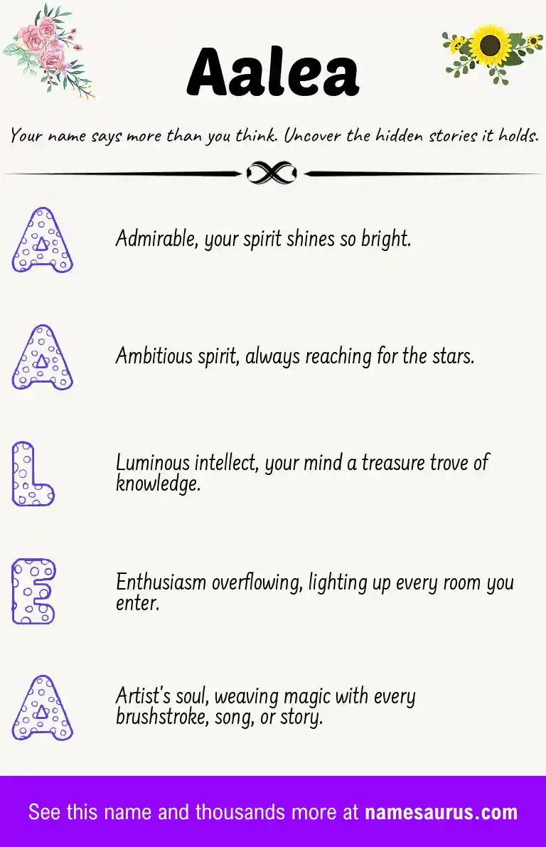 Acrostic poem about Aalea.