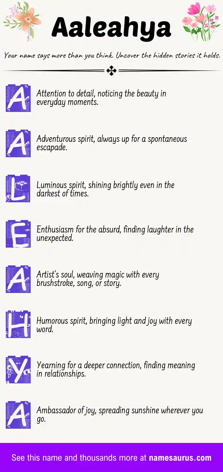 Acrostic poem about Aaleahya.