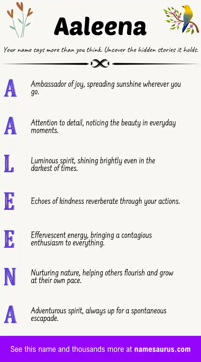 Acrostic poem about Aaleena.