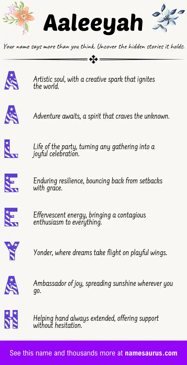 Acrostic poem about Aaleeyah.