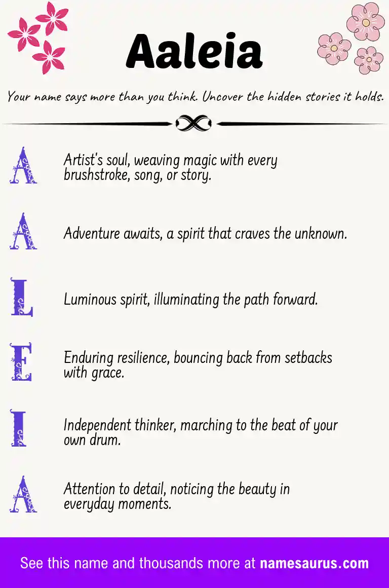 Acrostic poem about Aaleia.
