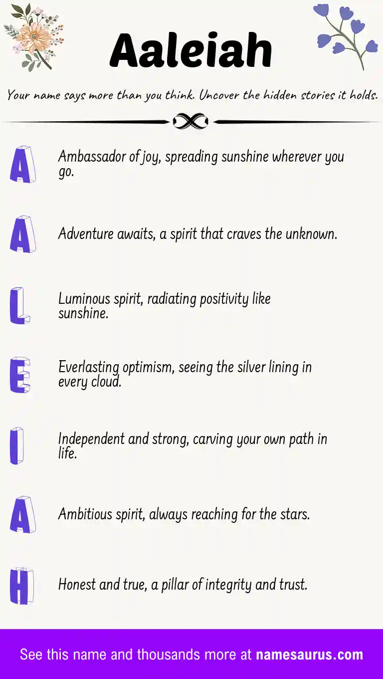 Acrostic poem about Aaleiah.