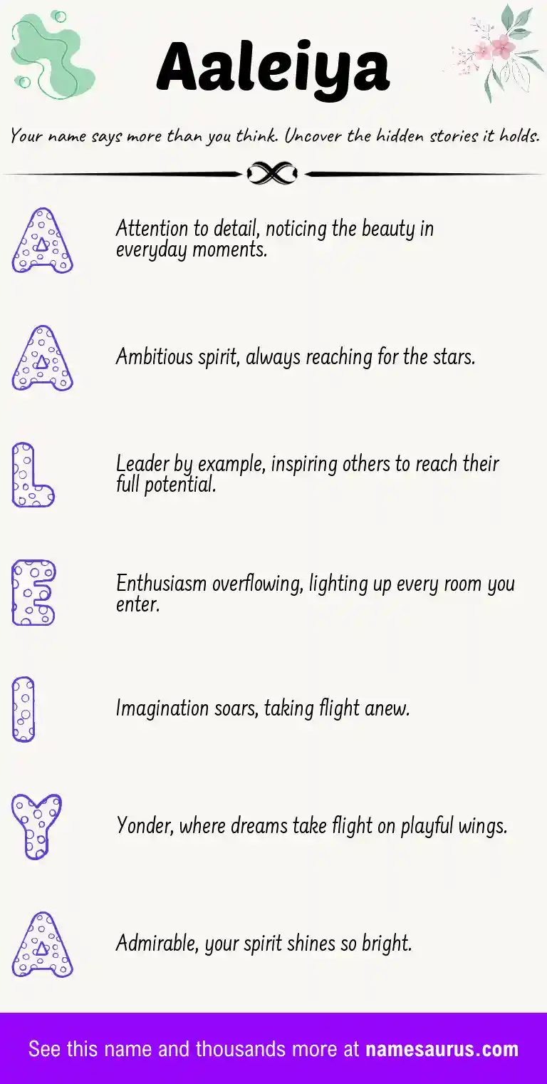 Acrostic poem about Aaleiya.