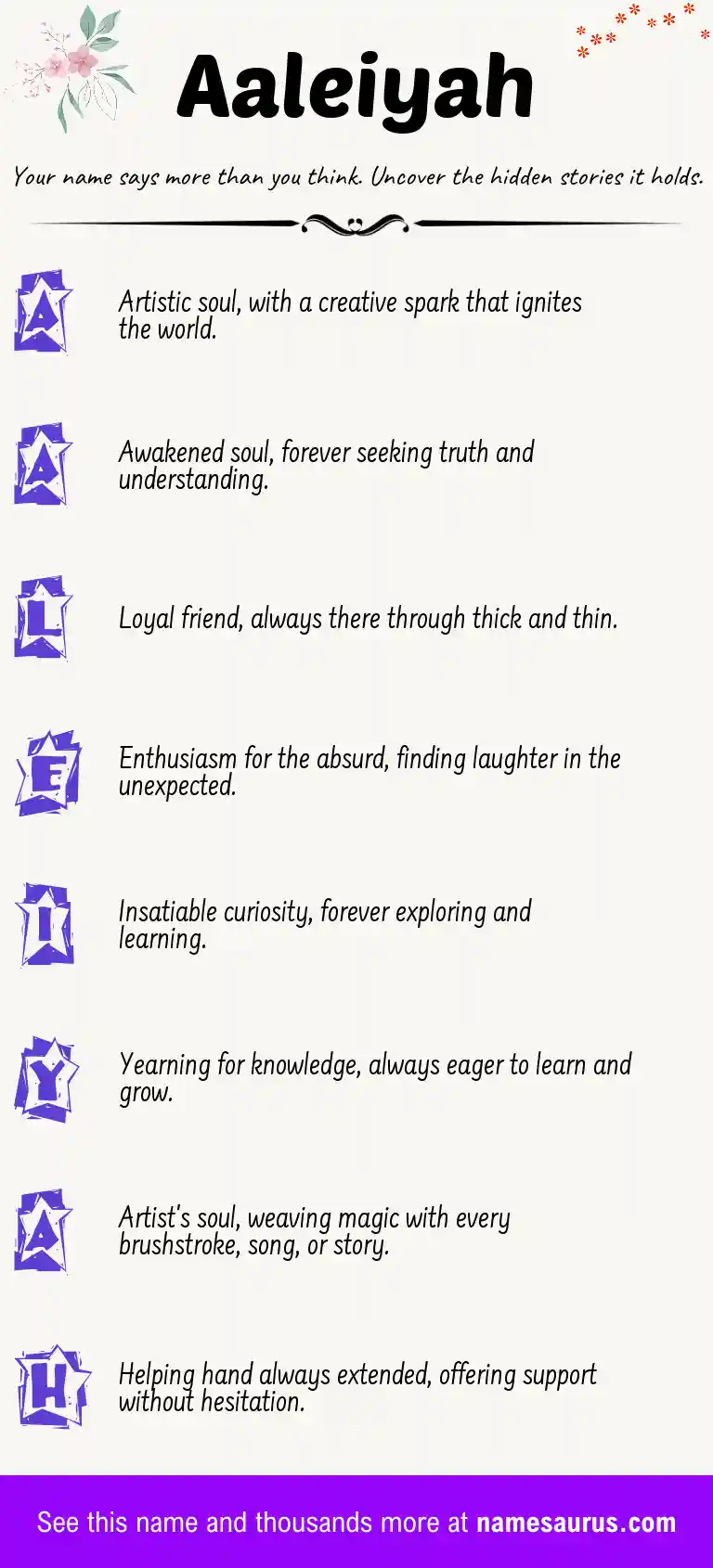 Acrostic poem about Aaleiyah.