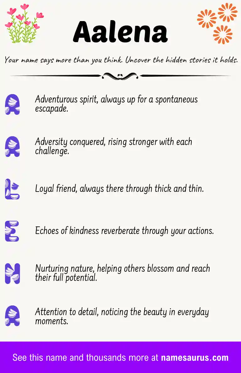 Acrostic poem about Aalena.