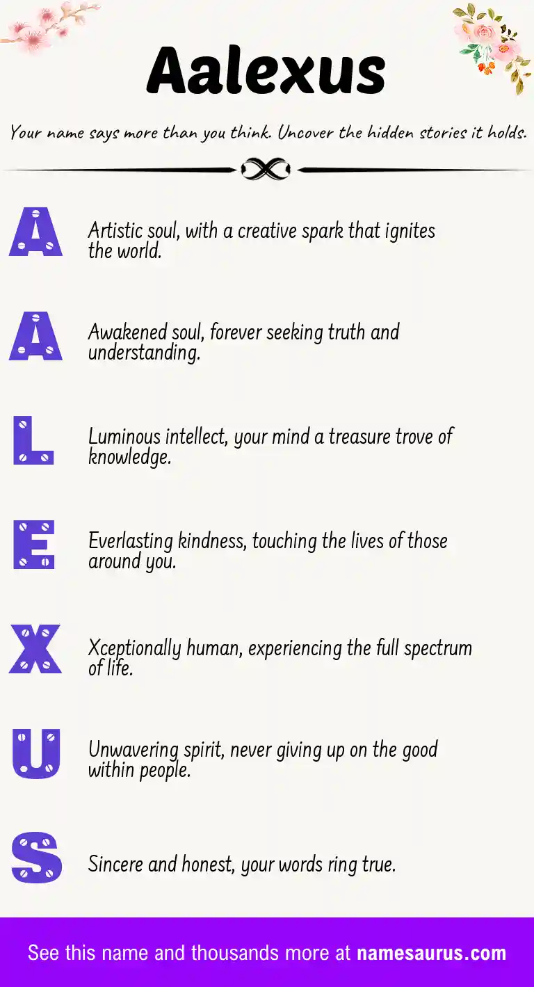 Acrostic poem about Aalexus.