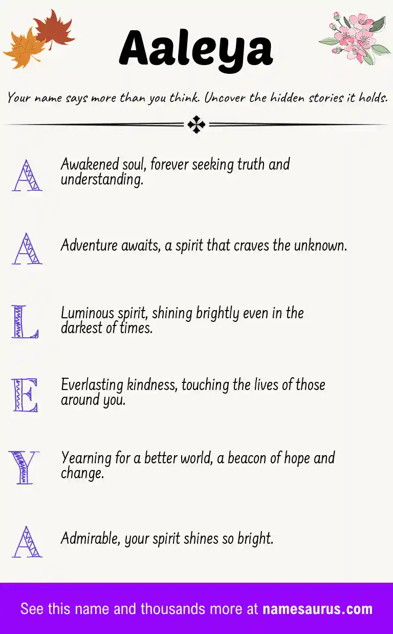 Acrostic poem about Aaleya.