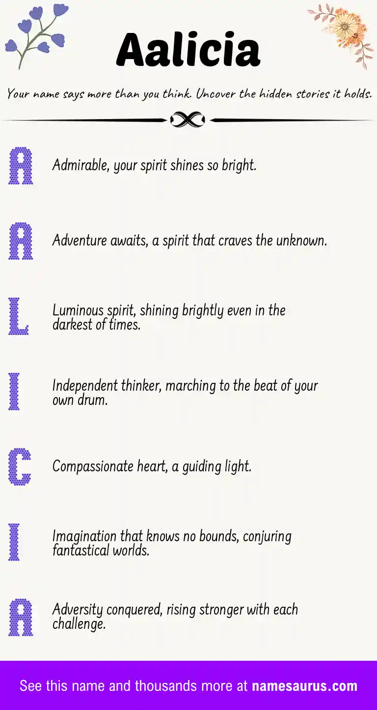 Acrostic poem about Aalicia.
