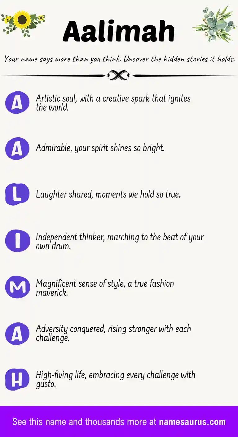 Acrostic poem about Aalimah.