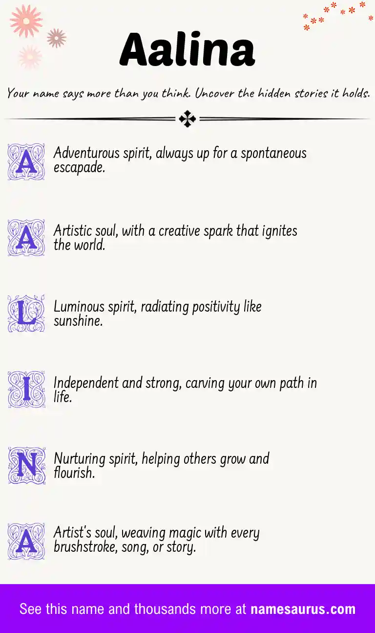 Acrostic poem about Aalina.