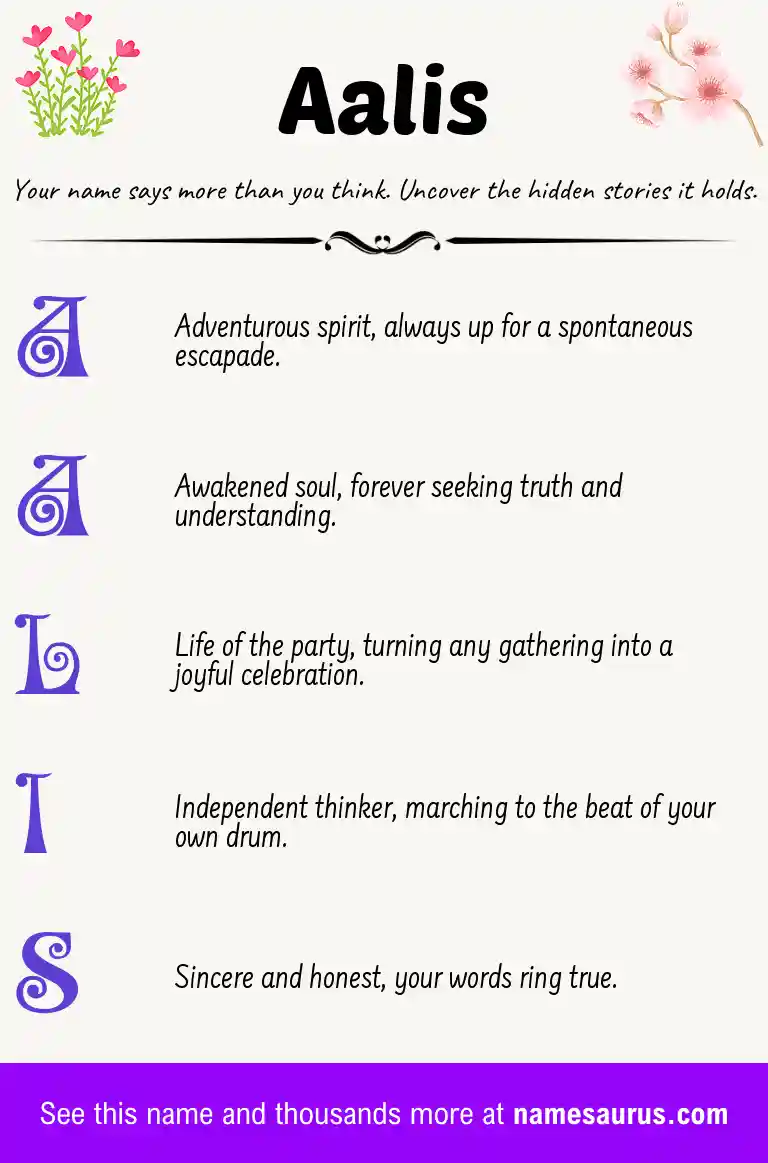 Acrostic poem about Aalis.