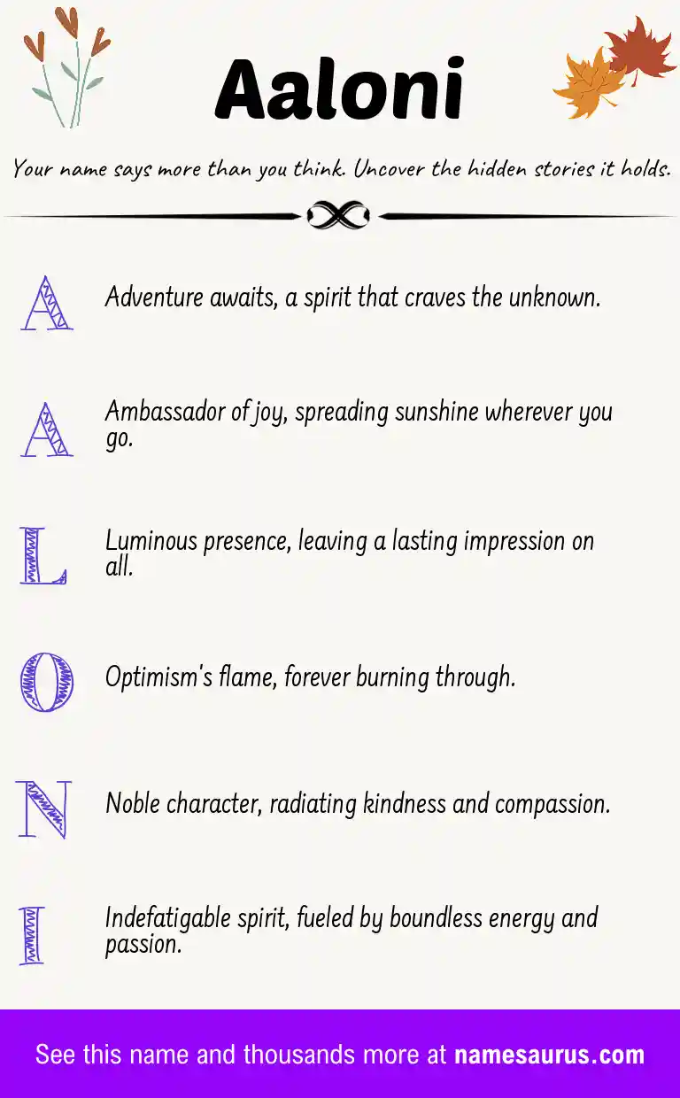 Acrostic poem about Aaloni.