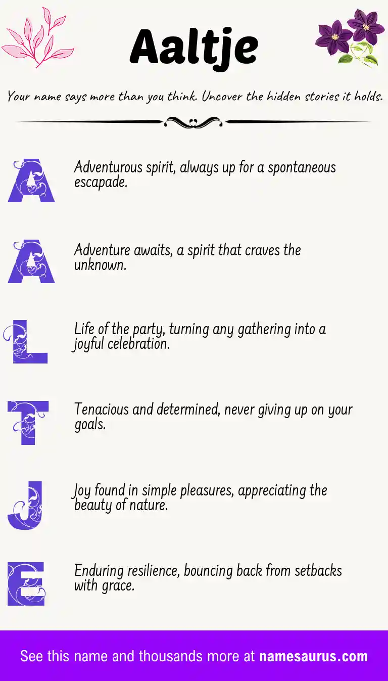 Acrostic poem about Aaltje.