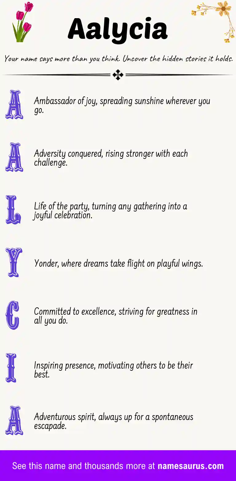 Acrostic poem about Aalycia.