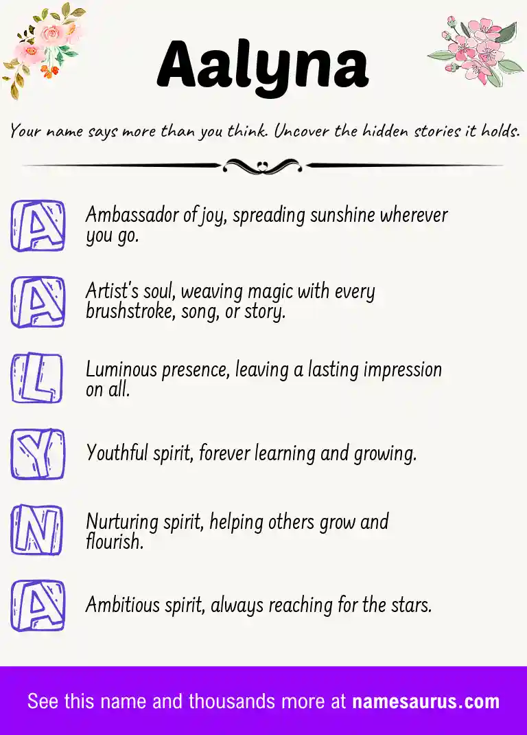 Acrostic poem about Aalyna.