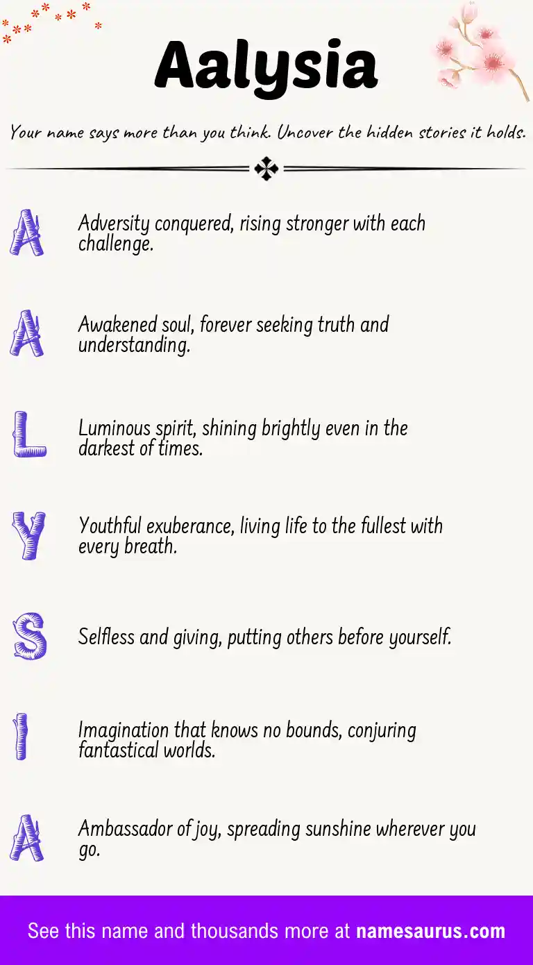 Acrostic poem about Aalysia.
