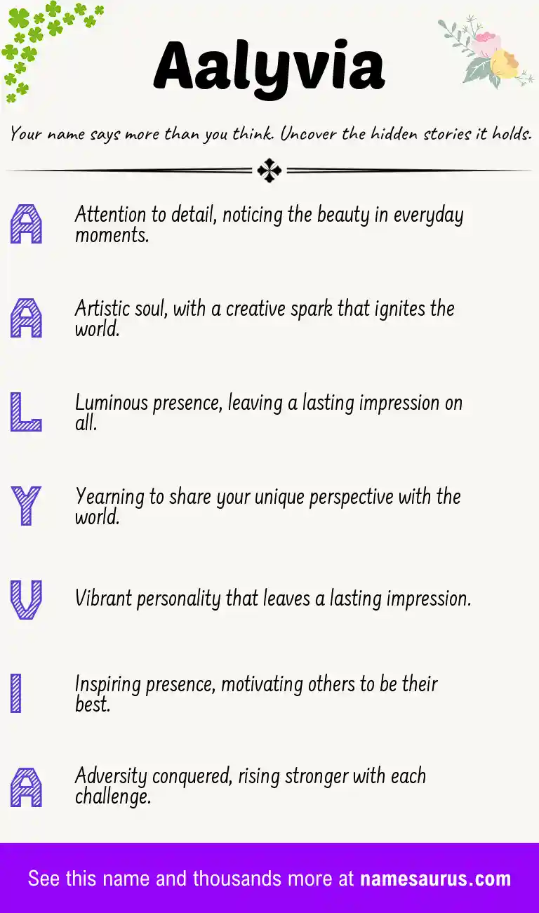 Acrostic poem about Aalyvia.