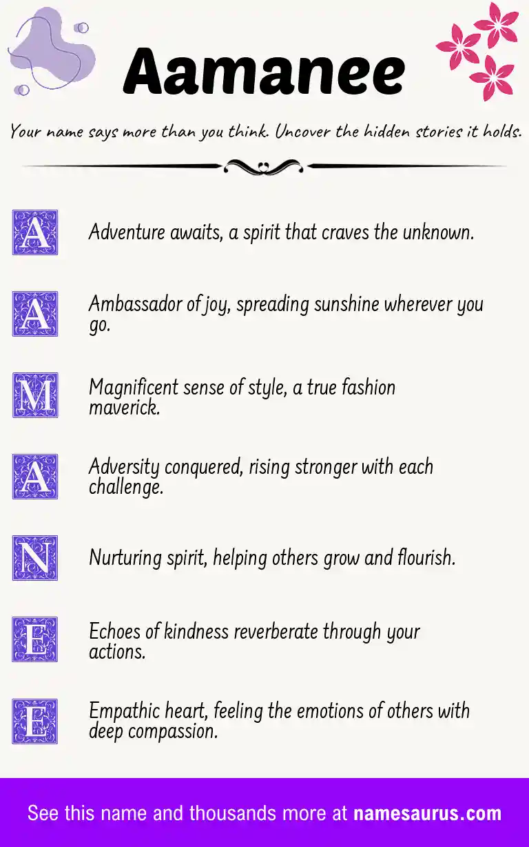 Acrostic poem about Aamanee.