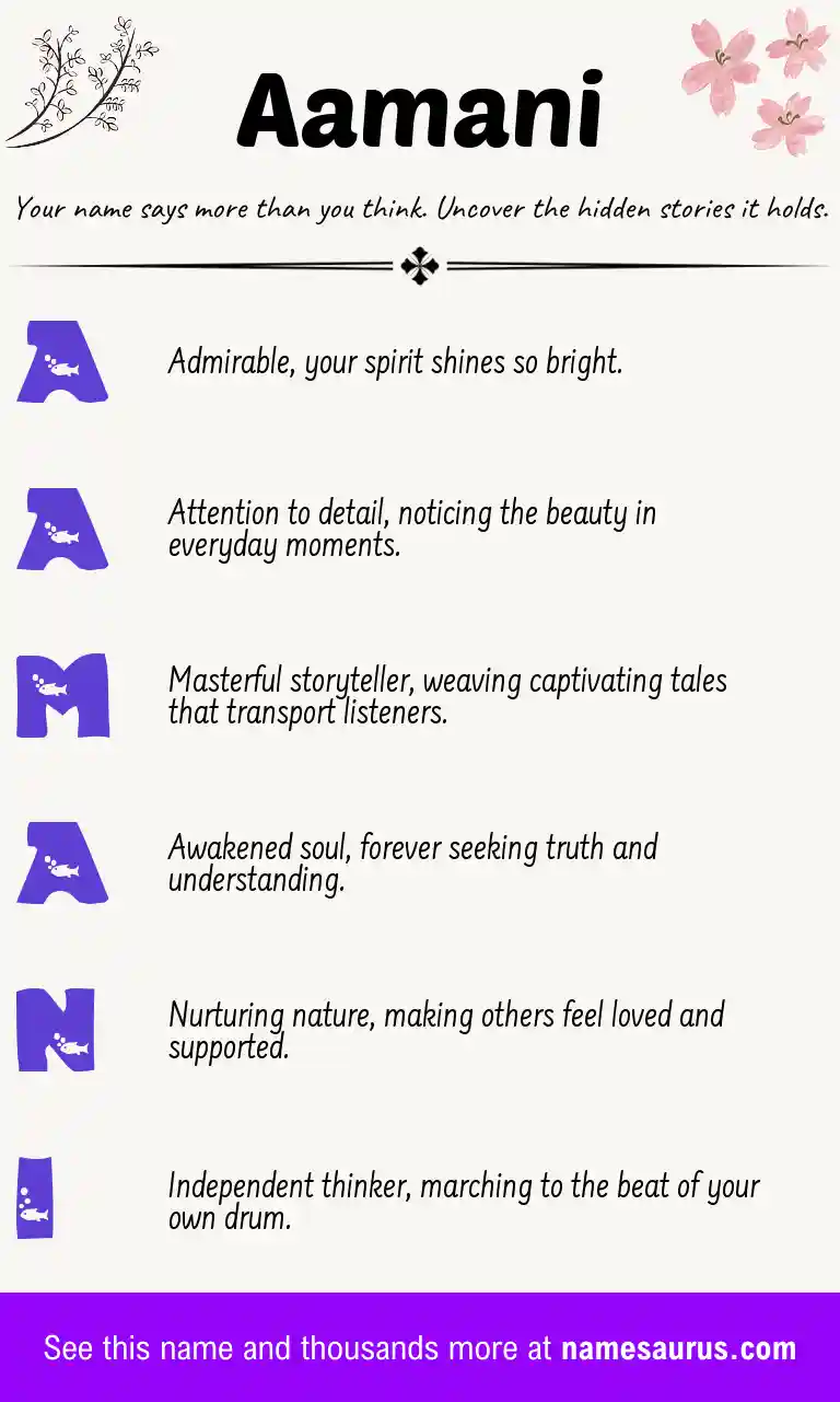 Acrostic poem about Aamani.