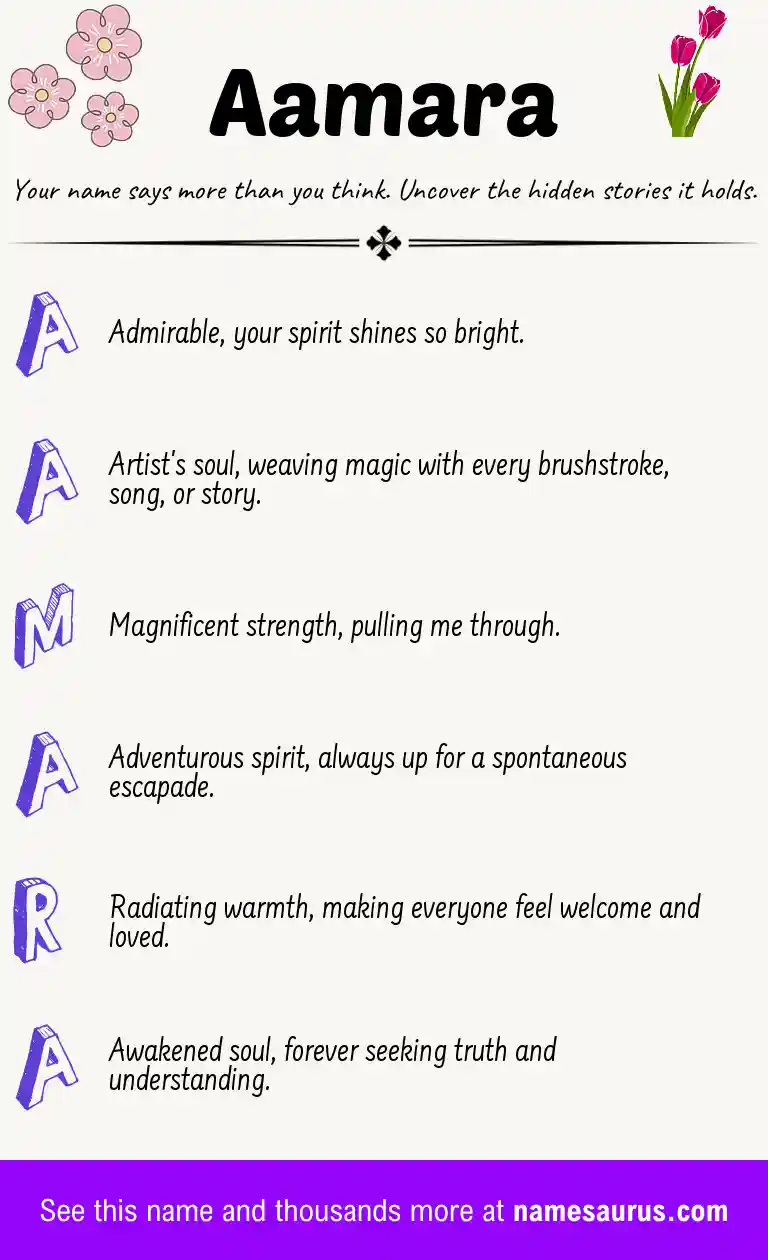 Acrostic poem about Aamara.
