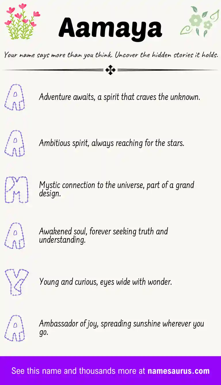 Acrostic poem about Aamaya.