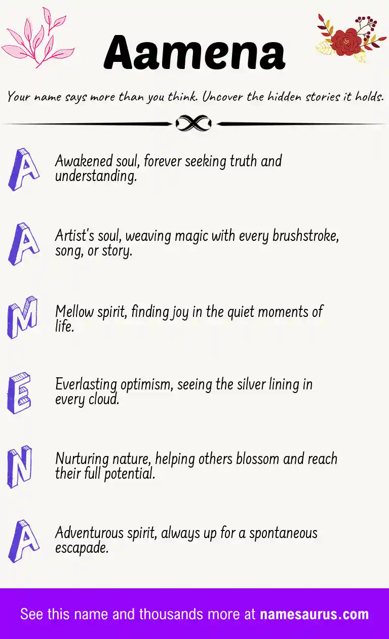Acrostic poem about Aamena.