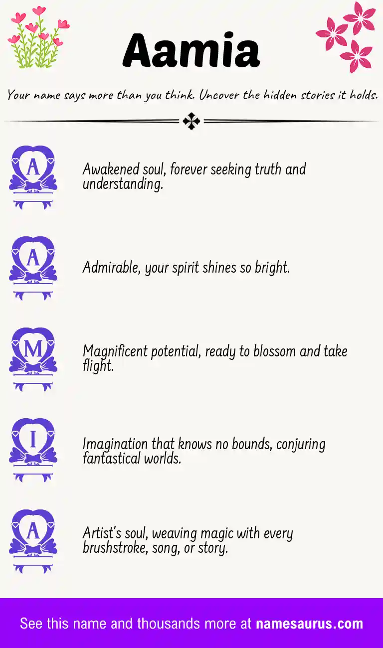 Acrostic poem about Aamia.